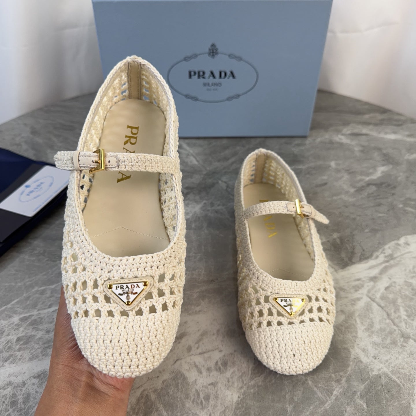 Pra 26s Ballet Flat White Leather Fabric 635155