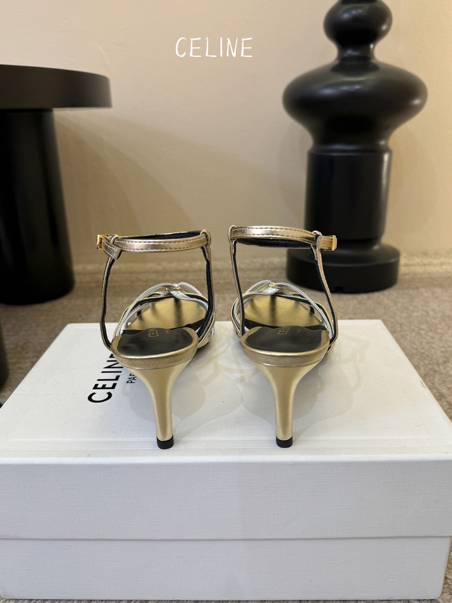 CL Triomphe Sandal 6.5cm Sliver Laminated Lambskin 835895