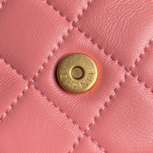 CRUISE DRAWSTRING BACKPACK 24 IN PINK LAMBSKIN GOLD-TONE METALLIC
