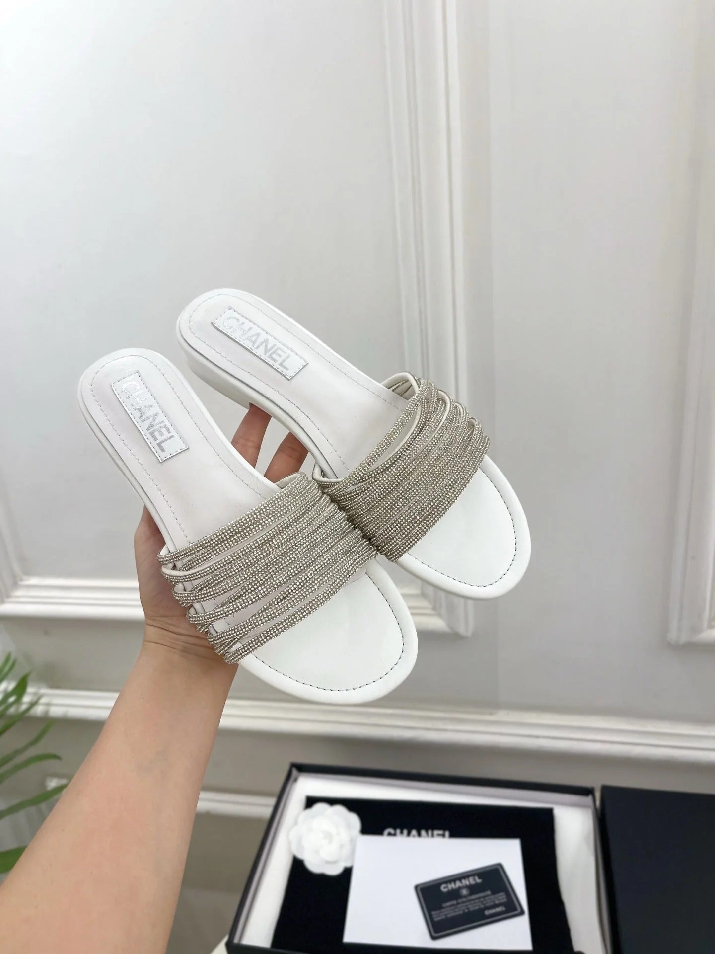 CC 2026 Chunky Heel Flat Sandals Sheepskin Leather 831356