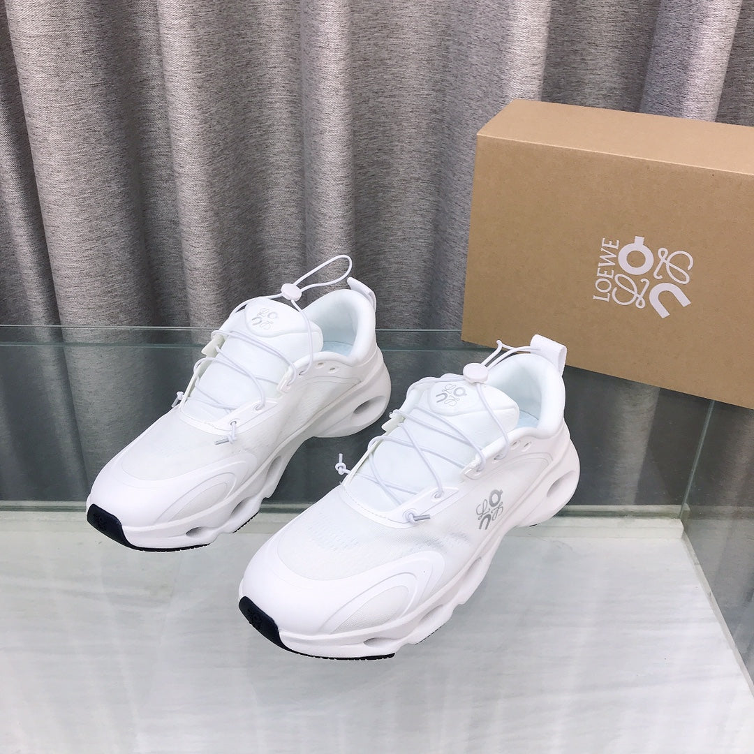 Loewe x on Angpao Couple Running Sneakers White Nylon Calfskin 597424