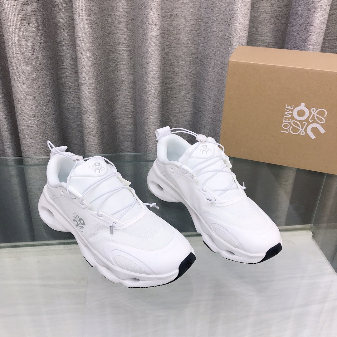 Loewe x on Angpao Couple Running Sneakers White Nylon Calfskin 597424