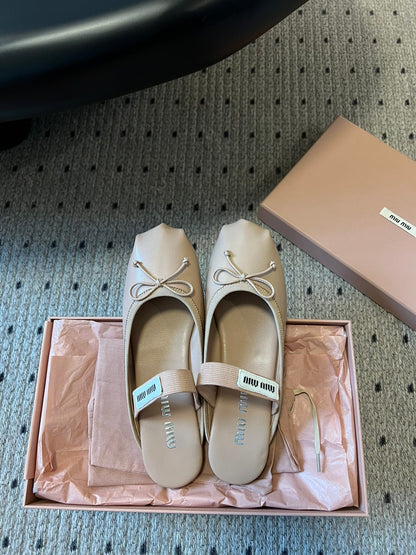Miu Miu 26 Ballet Flats Beige in Silk 614468