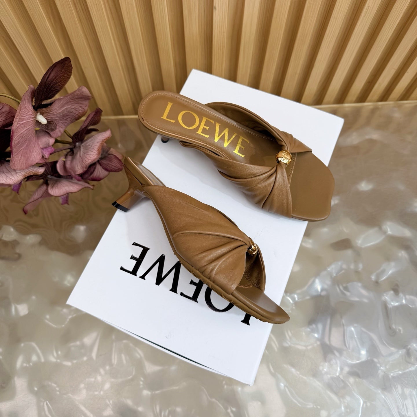 Loew Pebble Soft Sandal 55 Brown in Sheepskin 749416