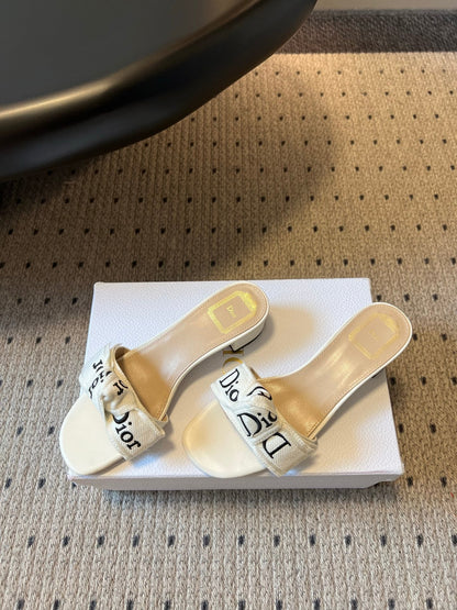 CD 26SS Letter Webbing Sandals 40 White in Fabric 789475