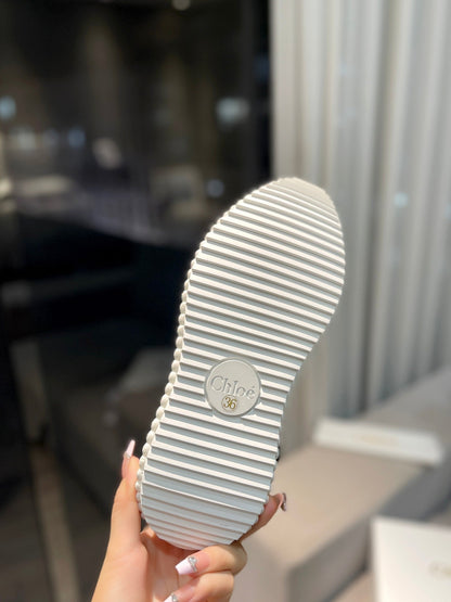 CHLO_ NAMA SNEAKER IN WHITE LAMBSKIN AND SUEDE