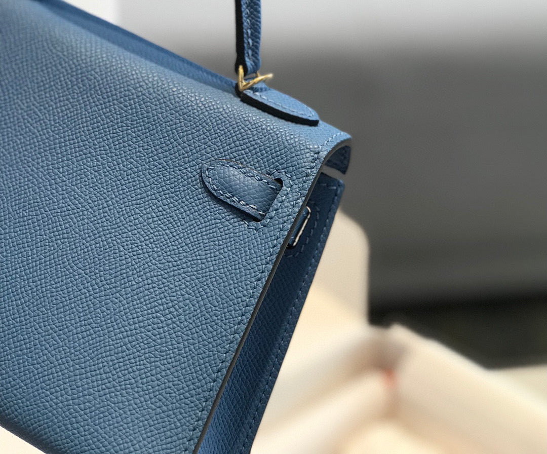 HM KELLY MINI 20 BLUE GOLD HARDWARE