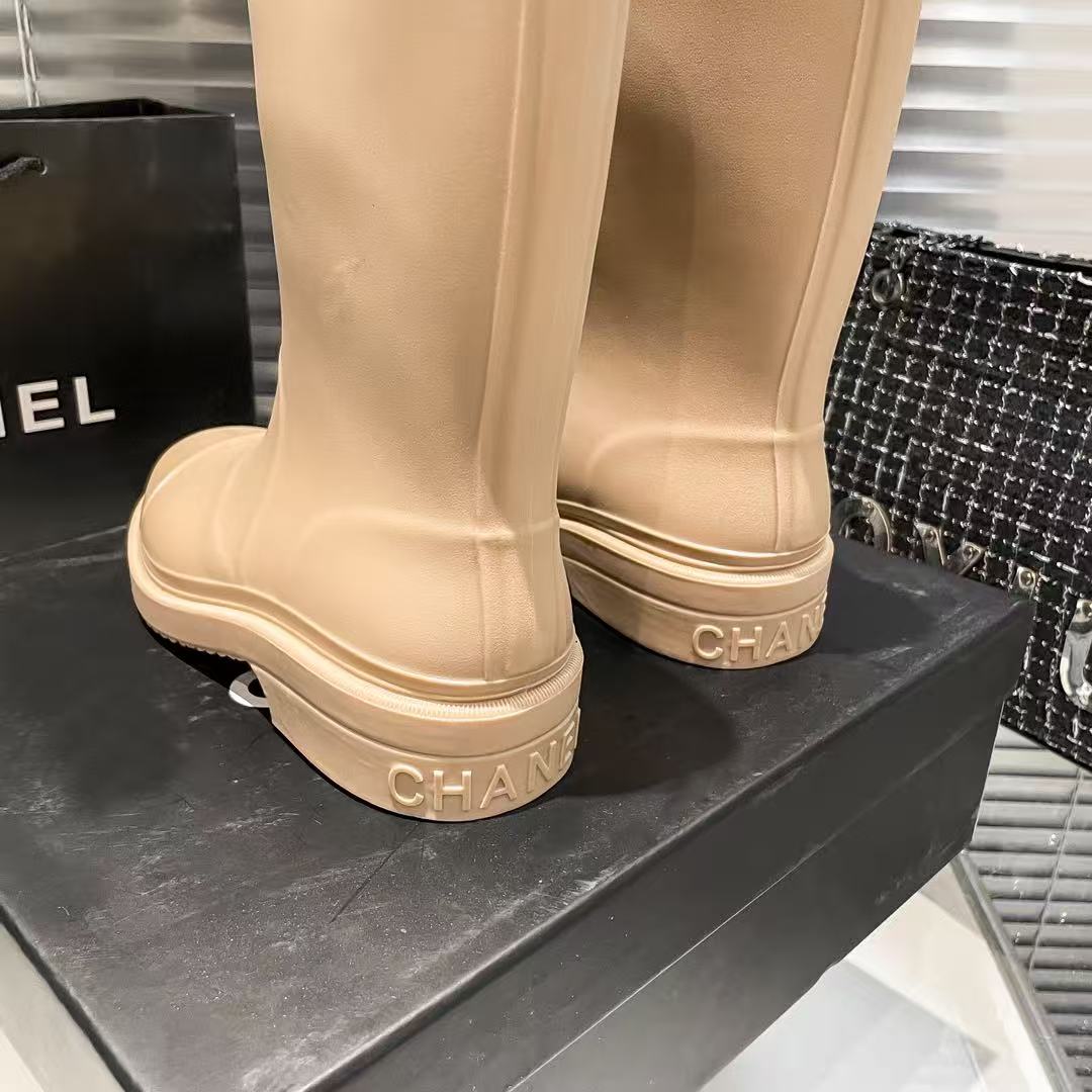 CC RAIN BOOTS BEIGE TPU MID - TOP WITH WHITE LOGO
