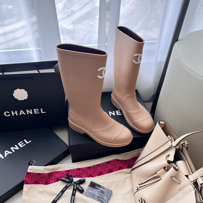 CC RAIN BOOTS BEIGE TPU MID - TOP WITH WHITE LOGO