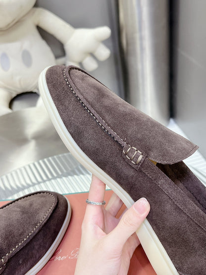 Loro Piana Suede Summer Walk Loafers Brown