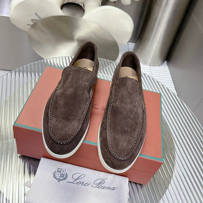 Loro Piana Suede Summer Walk Loafers Brown