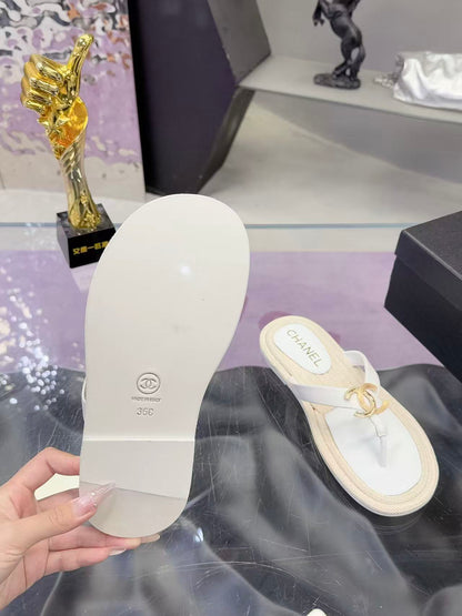 CC 2026 Thong Sandals White Sheepskin
