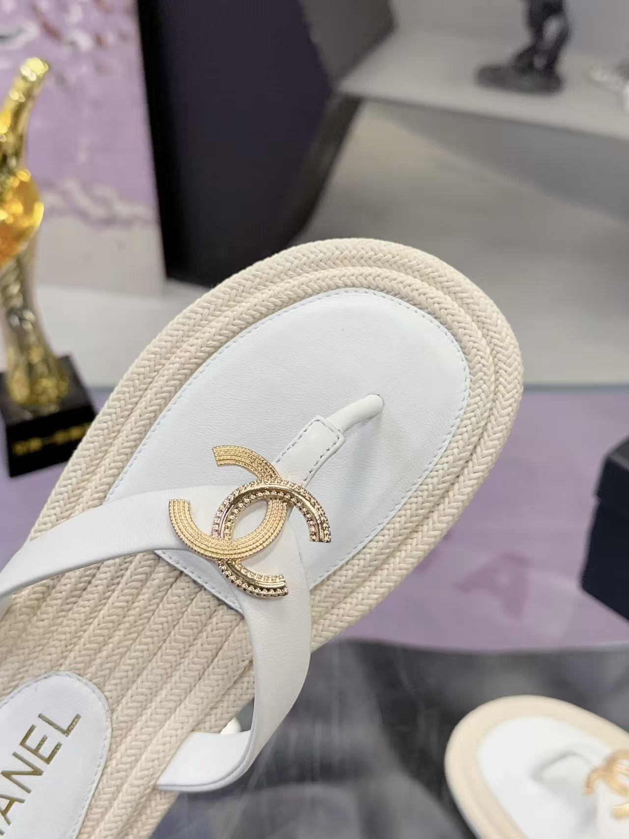 CC 2026 Thong Sandals White Sheepskin
