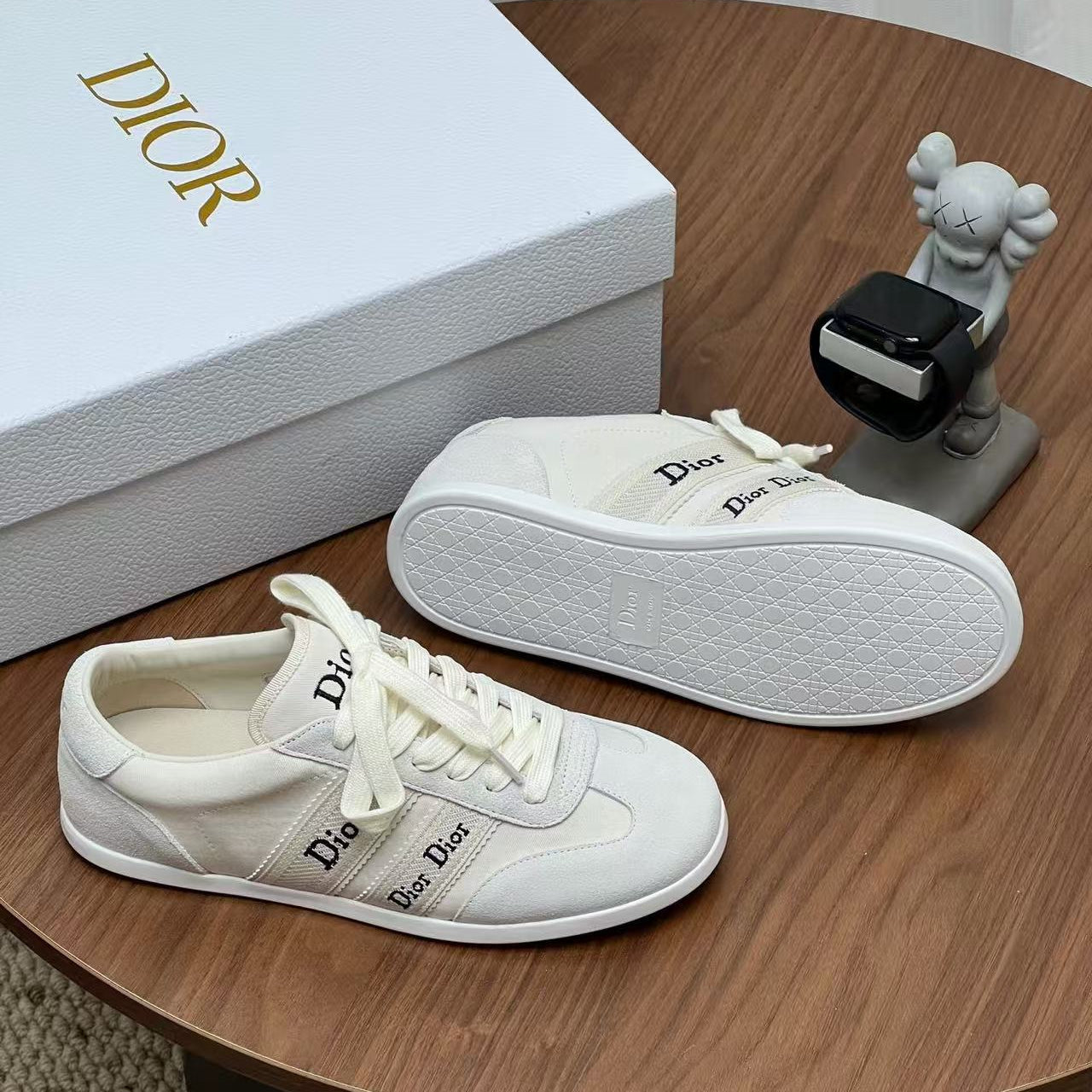 CD Ribbon Sneaker White Leather and Technical Fabric