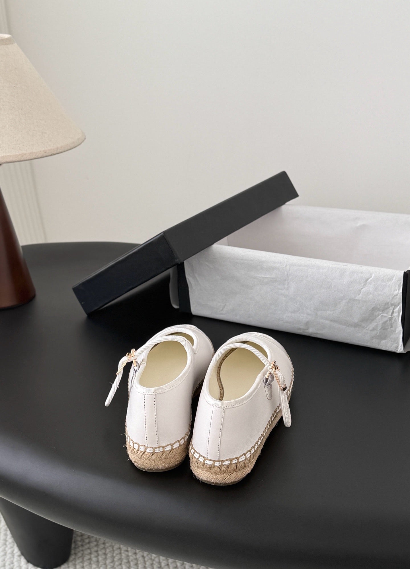 CC 26s Mary Jane Loafers White Leather Woven Outsole