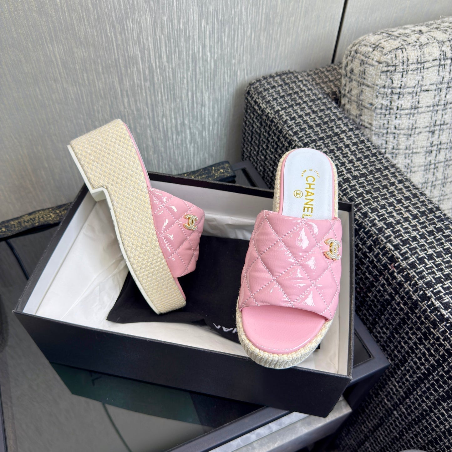 CC 25S Espadrille Platform Wedge Slides