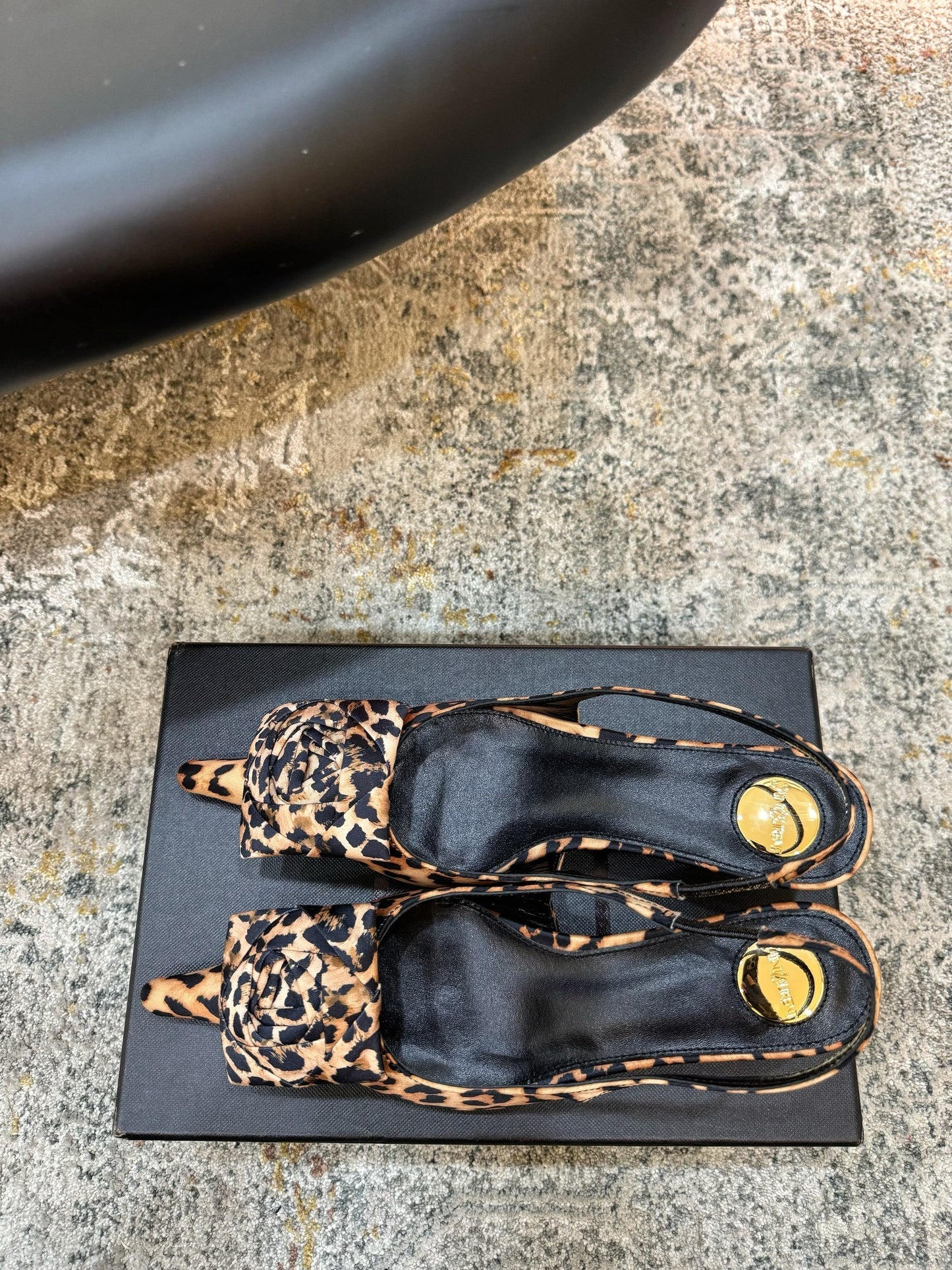YSL Dakota Pumps 50mm Leopard Printed Satin 637208