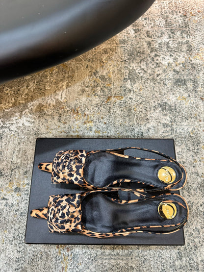 YSL Dakota Pumps 50mm Leopard Printed Satin 637208