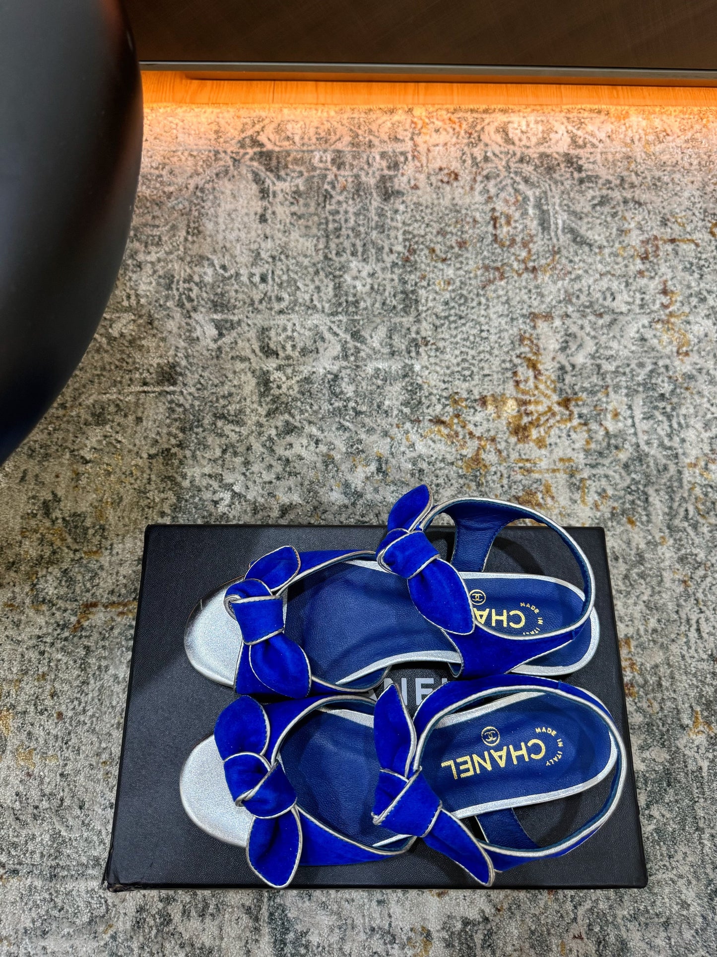 CC Double Bow Sandal 2cm Blue Sheepskin 804021