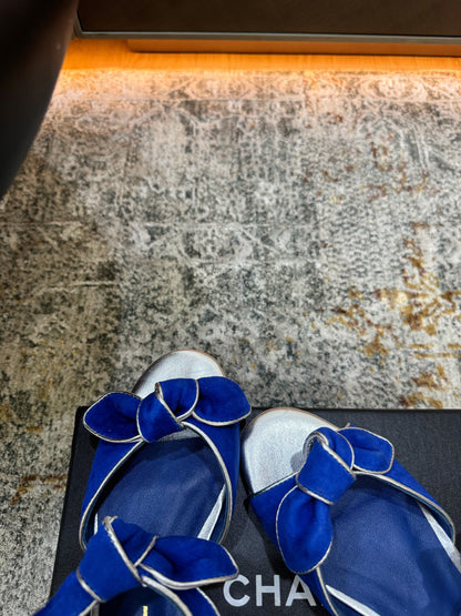 CC Double Bow Sandal 2cm Blue Sheepskin 804021