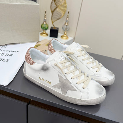 Golden Goose 26s Superstar Sneakers White Gold Pink Glitter Leather 735894