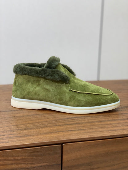 LP Open Walk Ankle Boot Green Fur Suede 550894