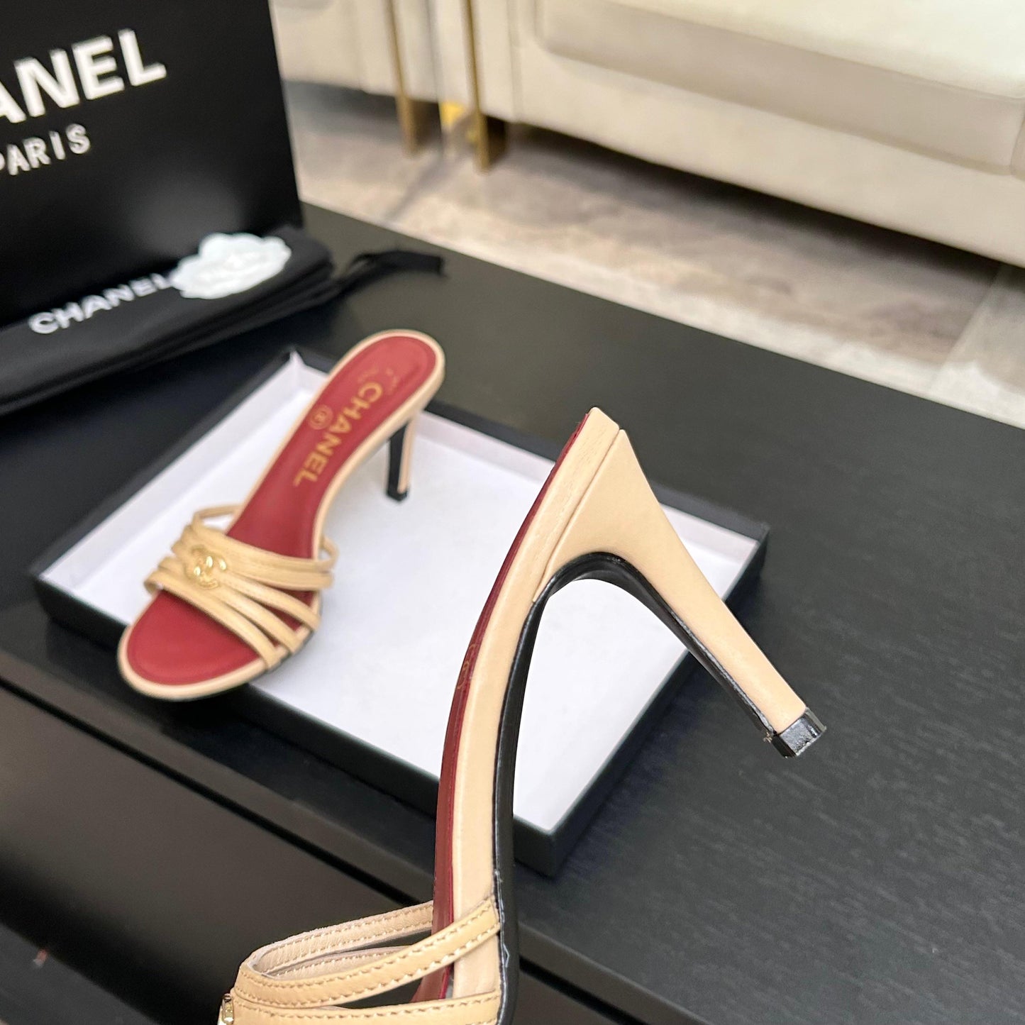 CC Métiers d__rt 26s Mules 6cm Beige Leather 847251