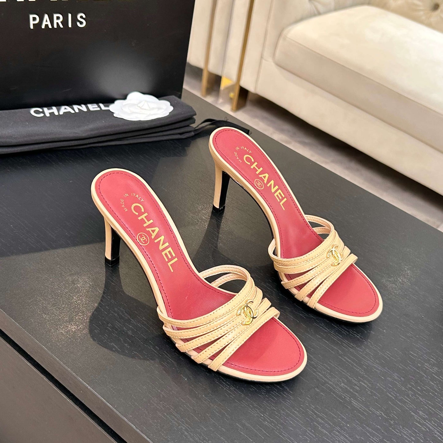 CC Métiers d__rt 26s Mules 6cm Beige Leather 847251