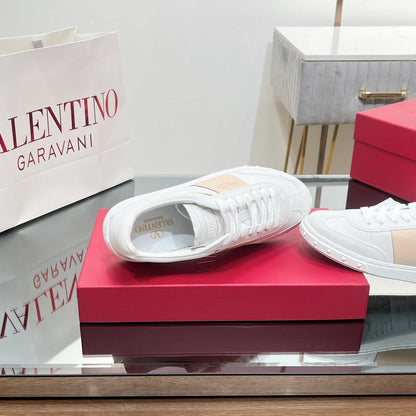 Valentino 25s Upvillage Sneakers In White Mix Beige Lambskin