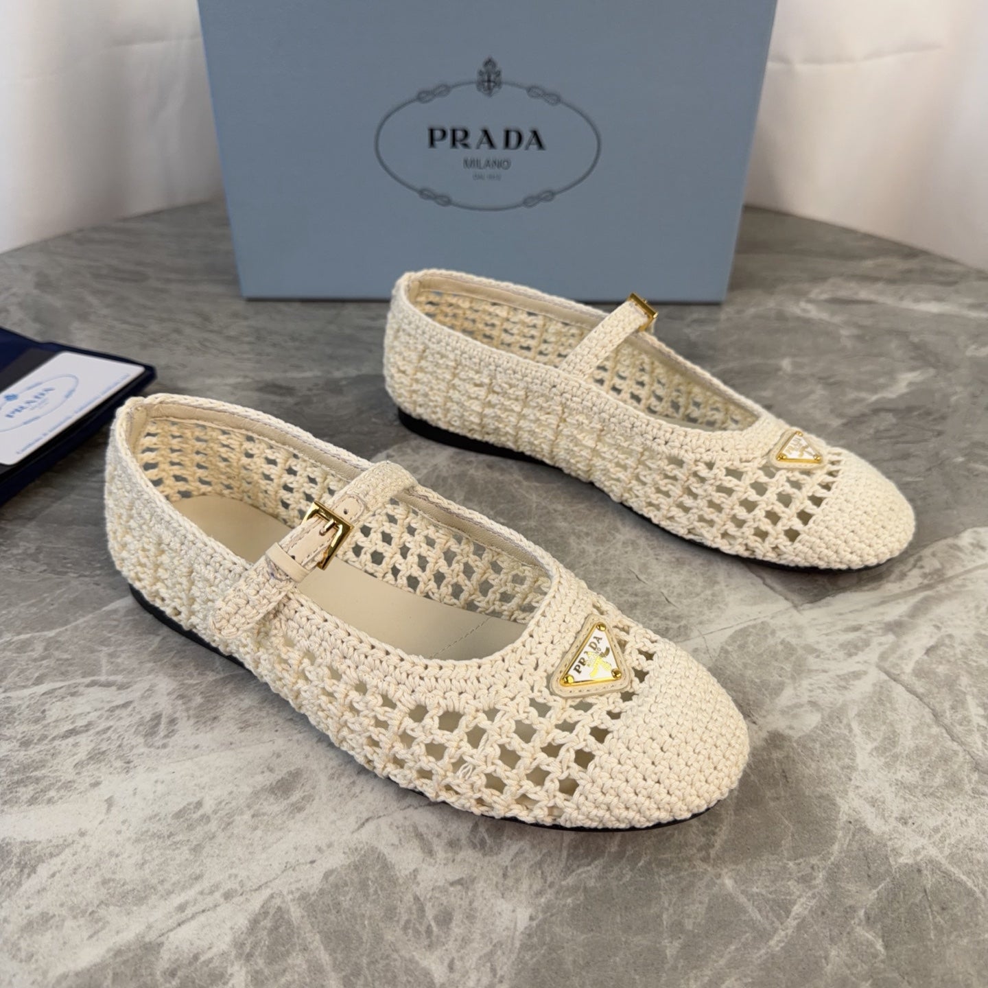 Pra 26s Ballet Flat White Leather Fabric 635155