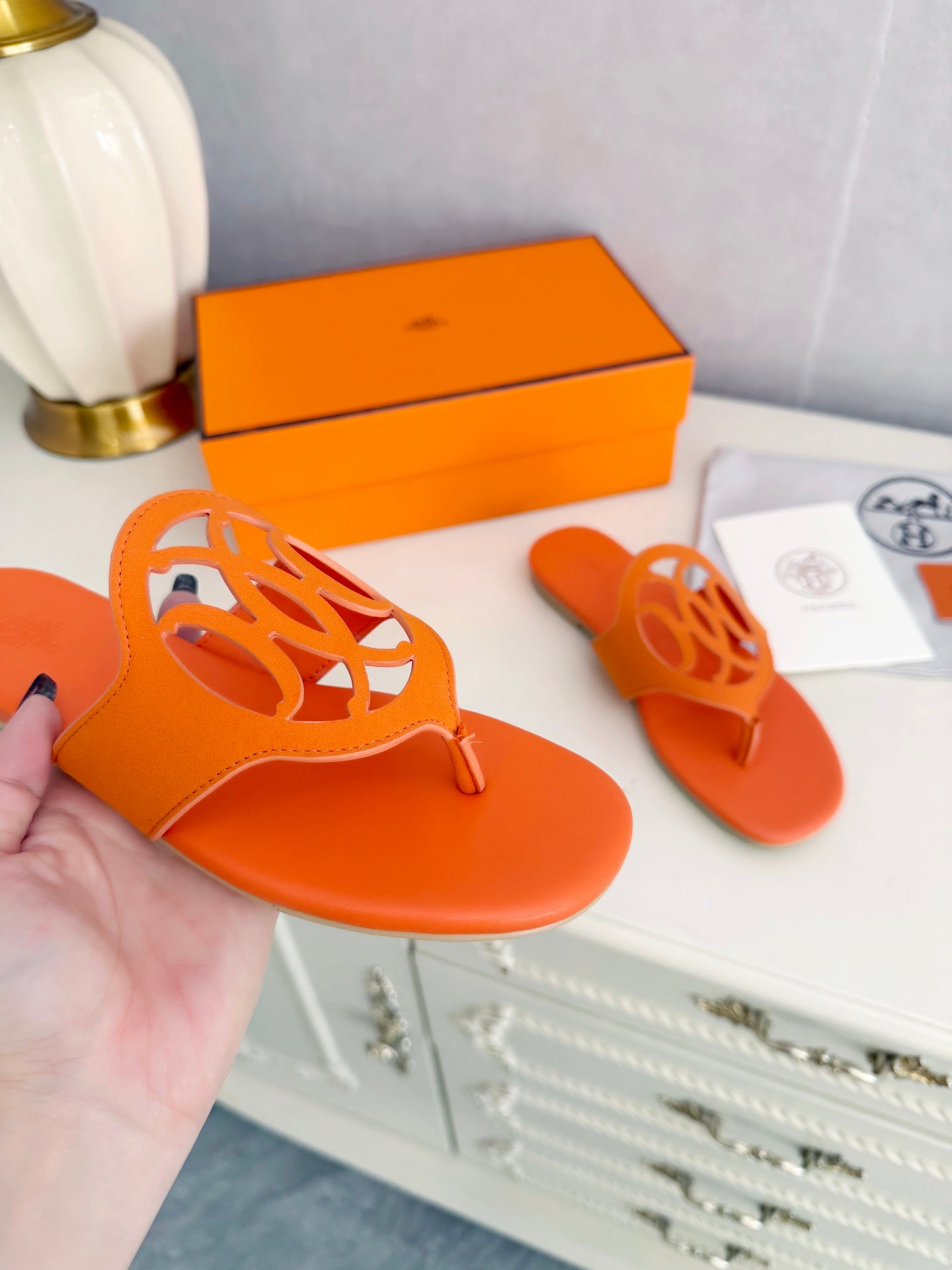 HM Mage Sandal Orange Lambskin 605908