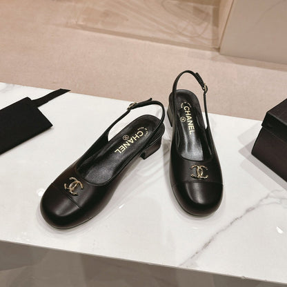 CC 2024 SLINGBACKS 40MM BLACK LAMBSKIN