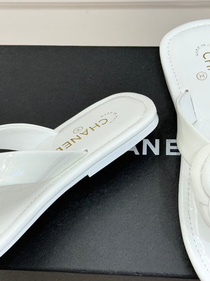 CC 26C Early Spring Camellia Slide White Patent Leather