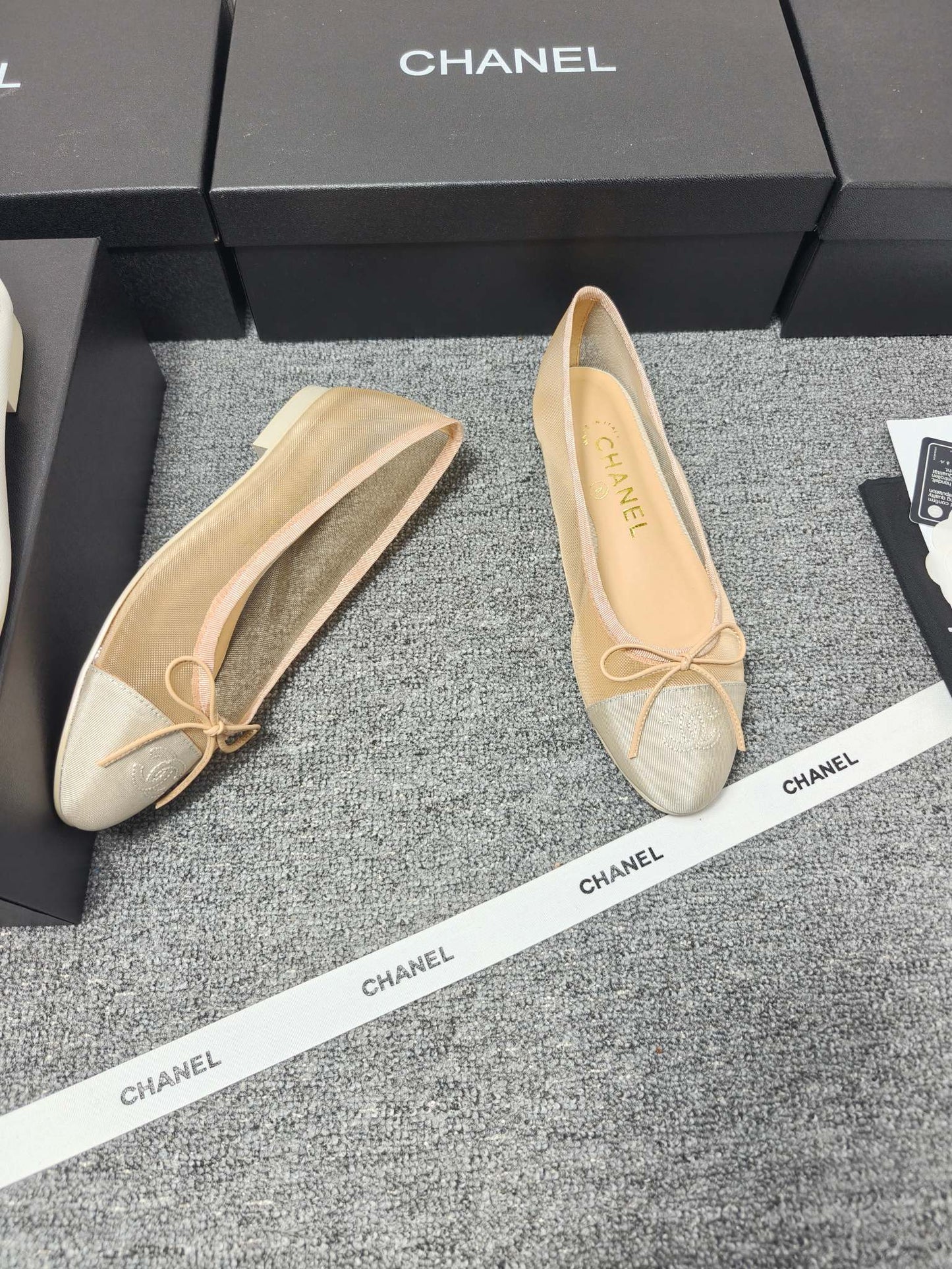 CC 26s Ballet Flat Beige Mesh Fabric Sheepskin 681984