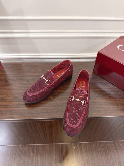 GG Jordaan Loafer Dark Red Mesh With Crystal
