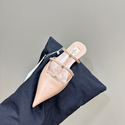 VL Rockstud Wispy Nude Tan Calfskin Mule 20mm