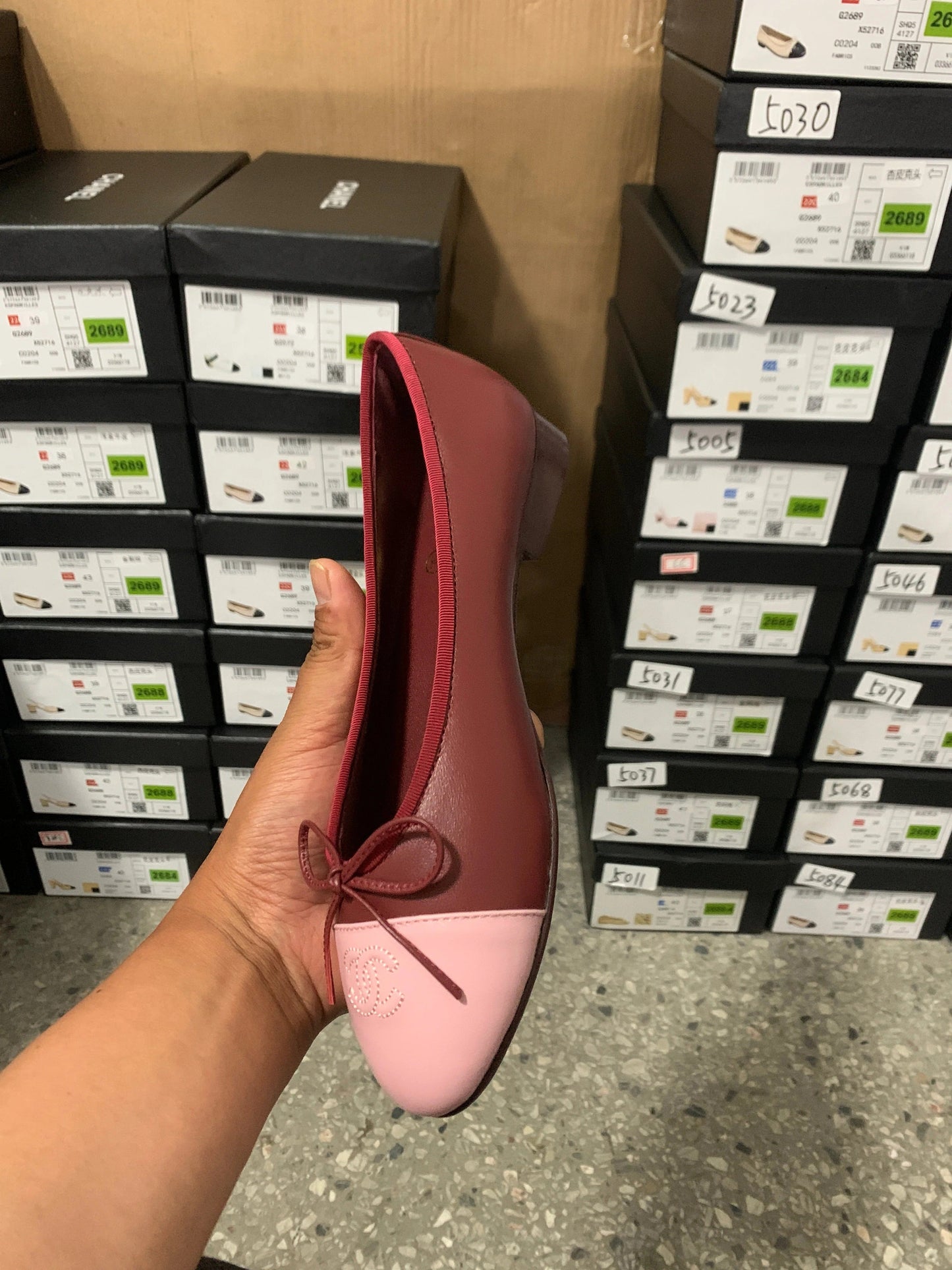 Chanel 2026 Ballet Flat Burgundy Pink Lambskin