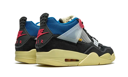 Nike Air Jordan 4 Retro Black Yellow Blue Mesh Suede