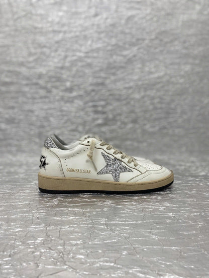 GGDB Ball Star Sneakers White Nappa Leather Glitter Star