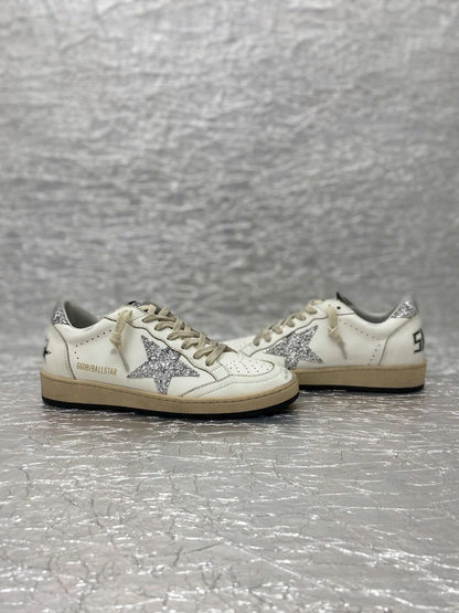 GGDB Ball Star Sneakers White Nappa Leather Glitter Star